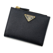 Load image into Gallery viewer, PRADA Triangle Logo Compact Wallet Black1ML050 Saffiano LeatherLeather
