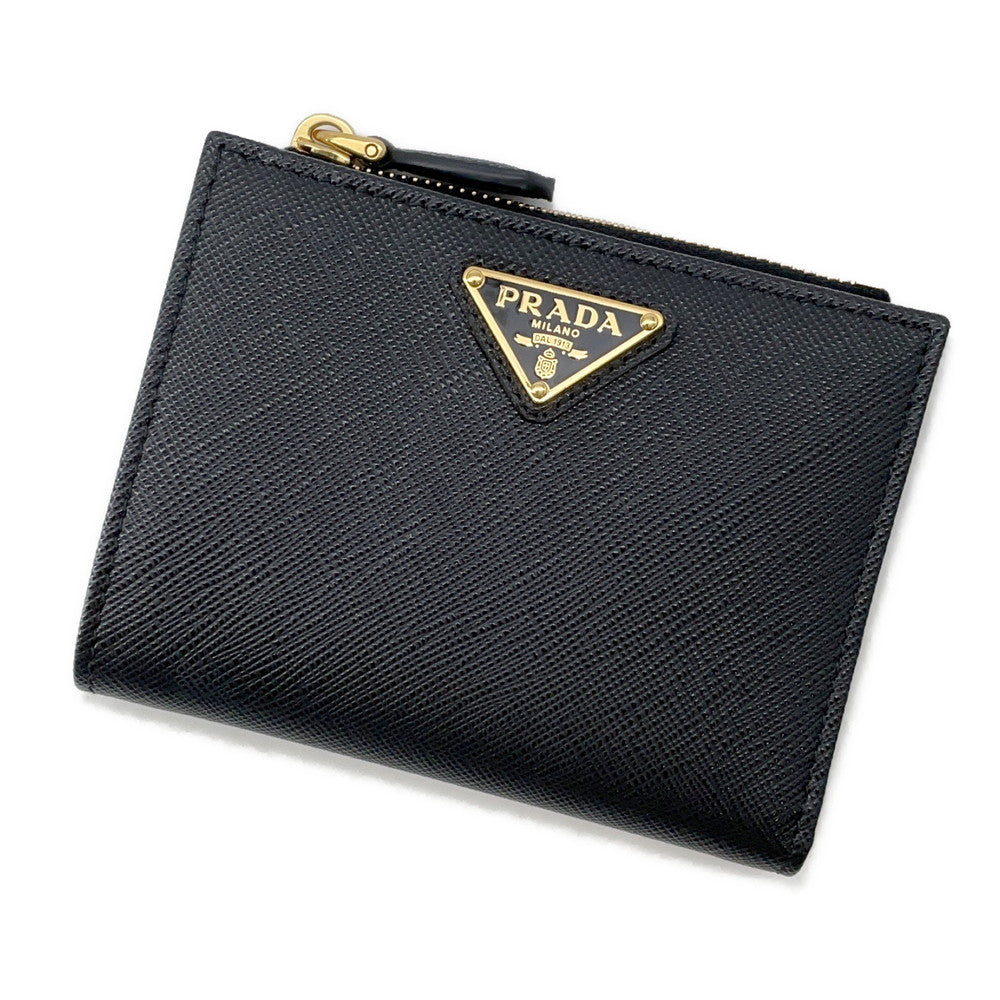 PRADA Triangle Logo Compact Wallet Black1ML050 Saffiano LeatherLeather
