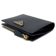 Load image into Gallery viewer, PRADA Triangle Logo Compact Wallet Black1ML050 Saffiano LeatherLeather
