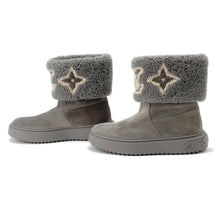 将图像加载到图库查看器中，LOUIS VUITTON Snowdrop Line EncreBoots Gray1A95E6 Suede Mouton Size 36H
