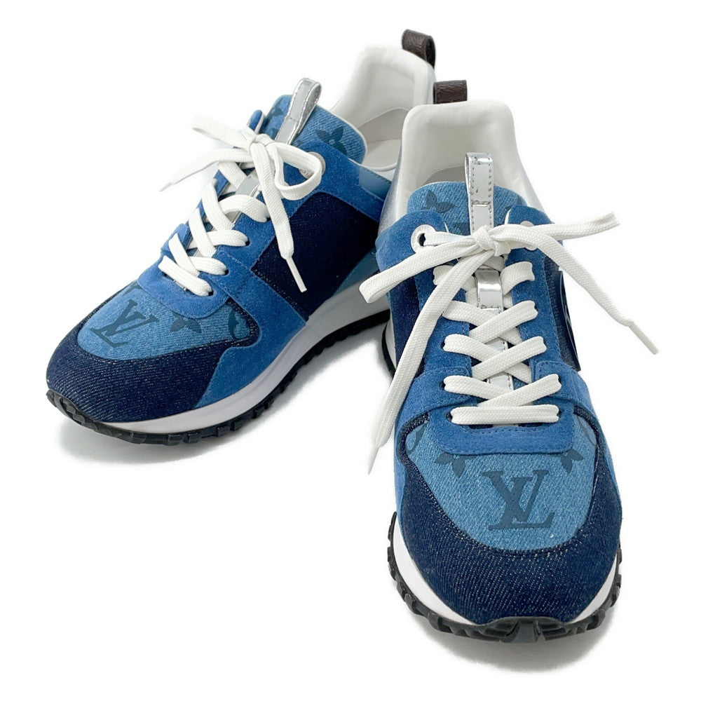 LOUIS VUITTON Run Away Line Sneakers Navy/Blue Denim Suede Size 35