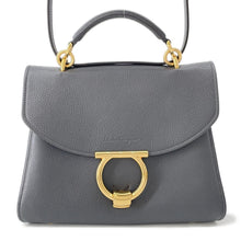 将图像加载到图库查看器中，Ferragamo Gancini Margot 2-Way Handbag Gray21H493 Leather
