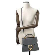 将图像加载到图库查看器中，Ferragamo Gancini Margot 2-Way Handbag Gray21H493 Leather
