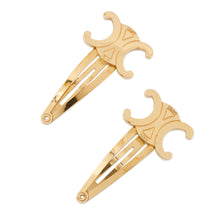 将图像加载到图库查看器中，CELINE Triomphe Hair Clips (Set of 2) Gold Metal
