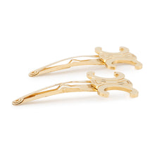 将图像加载到图库查看器中，CELINE Triomphe Hair Clips (Set of 2) Gold Metal
