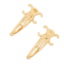 将图像加载到图库查看器中，CELINE Triomphe Hair Clips (Set of 2) Gold Metal
