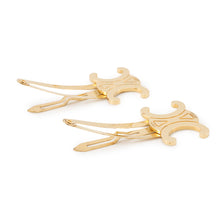 将图像加载到图库查看器中，CELINE Triomphe Hair Clips (Set of 2) Gold Metal
