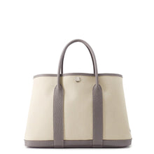 Load image into Gallery viewer, HERMES Garden Party Gris Meyer/Ecru Toile H Negonda Leather Size TPM

