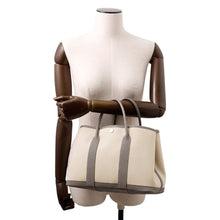 Load image into Gallery viewer, HERMES Garden Party Gris Meyer/Ecru Toile H Negonda Leather Size TPM

