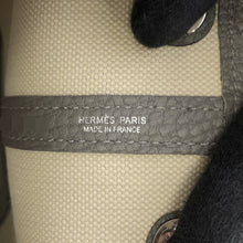 Load image into Gallery viewer, HERMES Garden Party Gris Meyer/Ecru Toile H Negonda Leather Size TPM
