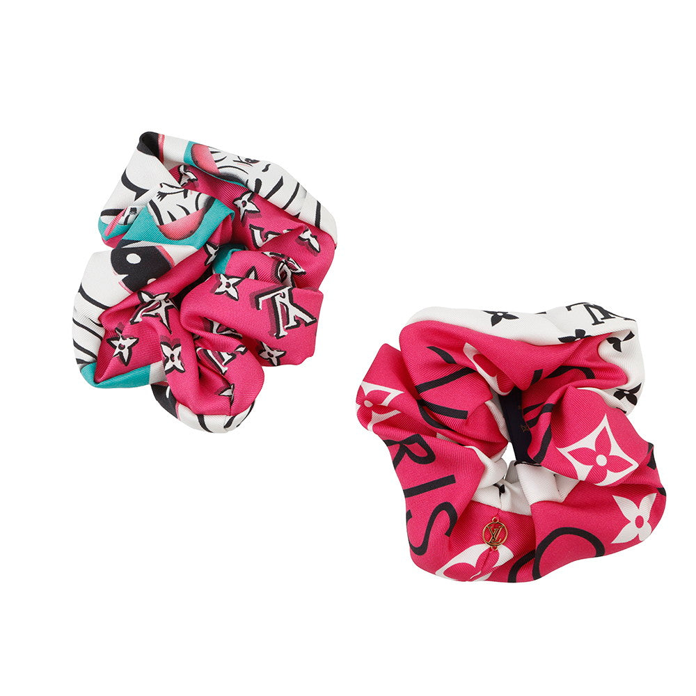 LOUIS VUITTON Scrunchie Set Animogram Zebra PinkM90710 Silk100%