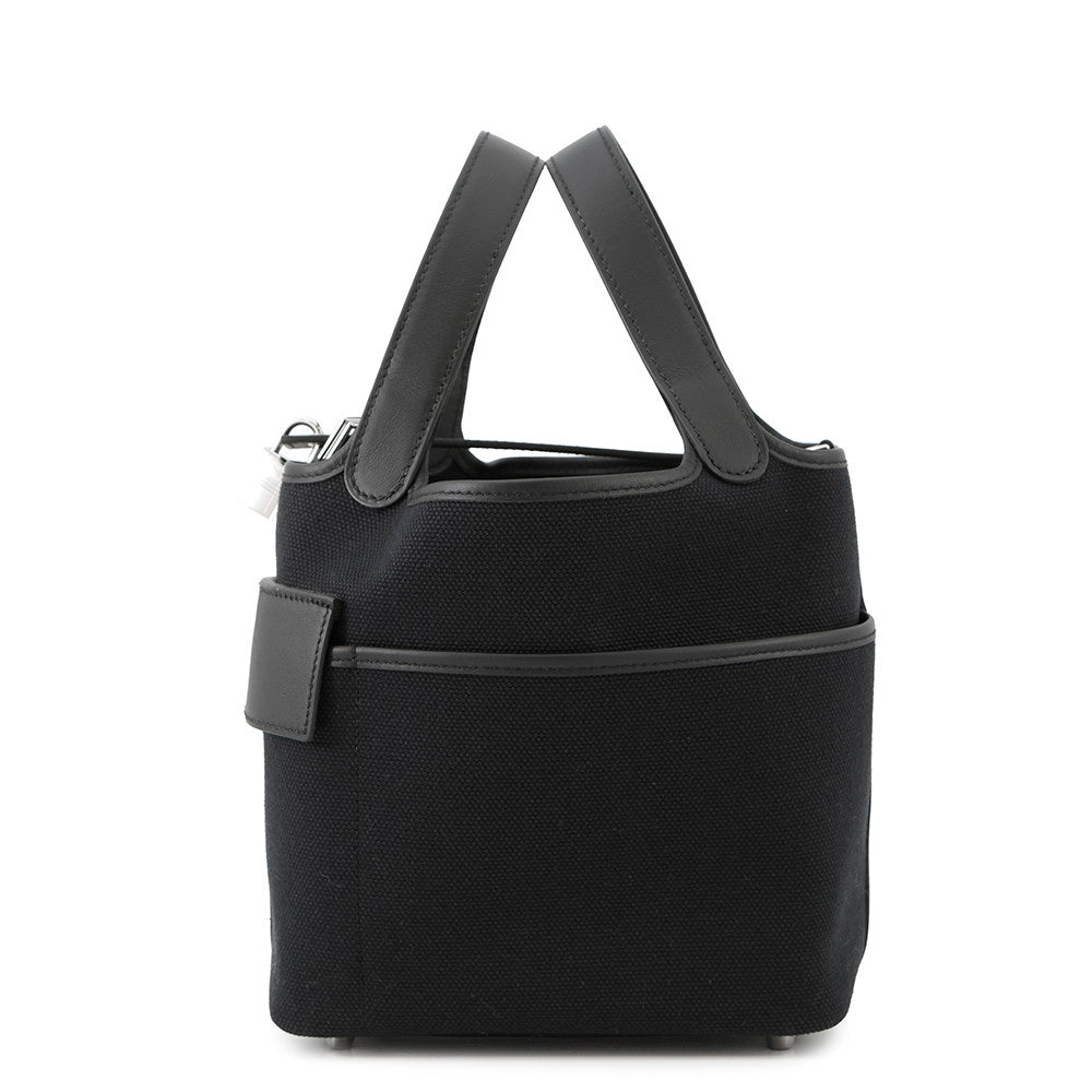 HERMES Picotin Lock Cargo Black Towar Goeran Swift Leather Size PM