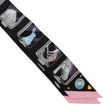 将图像加载到图库查看器中，HERMES Twilly HERMES STORY Black/Grease/Rose Silk100%
