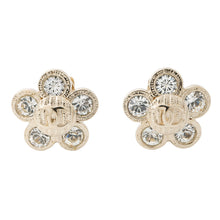将图像加载到图库查看器中，CHANEL CC Logo Earring Gold Plated Rhinestone

