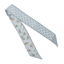 Load image into Gallery viewer, PRADA Printed Silk Twill Skinny Scarf Pearl Grey1FF008 Silk100%
