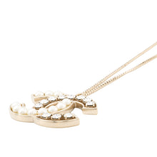 将图像加载到图库查看器中，CHANEL CC Logo Necklace Metal Faux Pearl Rhinestone
