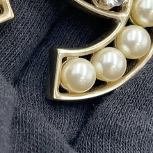 将图像加载到图库查看器中，CHANEL CC Logo Necklace Metal Faux Pearl Rhinestone
