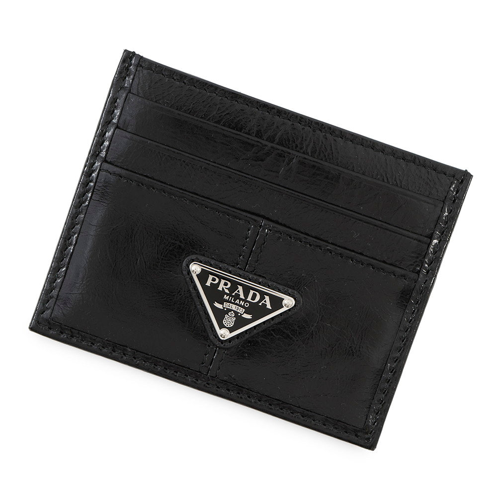 PRADA Triangle Logo Card Case Black2MC025 Soft Look Leather