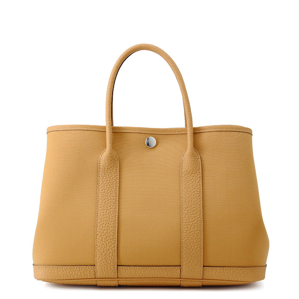 HERMES Garden Party Biscuit Toile Officier Negonda Leather Size TPM