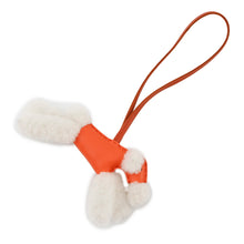将图像加载到图库查看器中，HERMES Buddy Bag Charm Orange Poppy/Carnelian Lambskin Merino Wool
