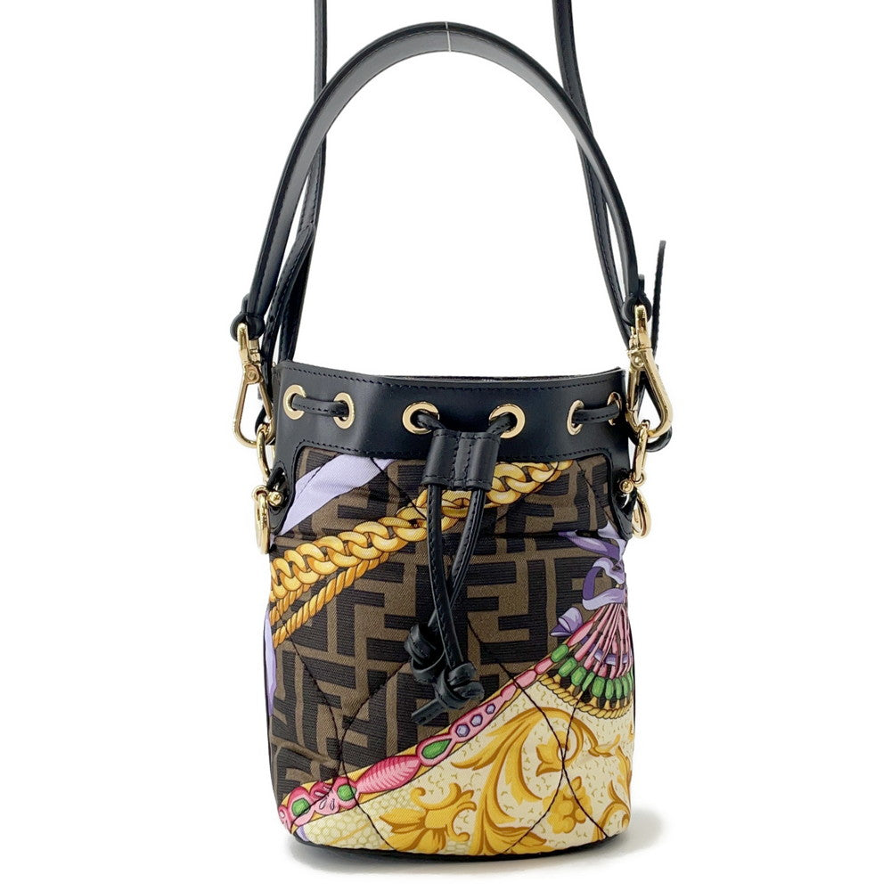 FENDI FENDI x Versace Mon Tresor Multicolor/Brown8BS010 Nylon Leather Size Mini