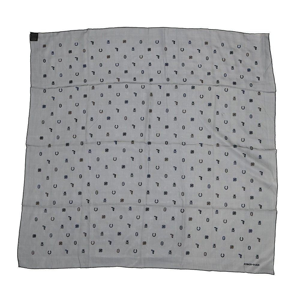 HERMES Carre Multi Bag Charm Size 100 Black/Multicolor Silk100%