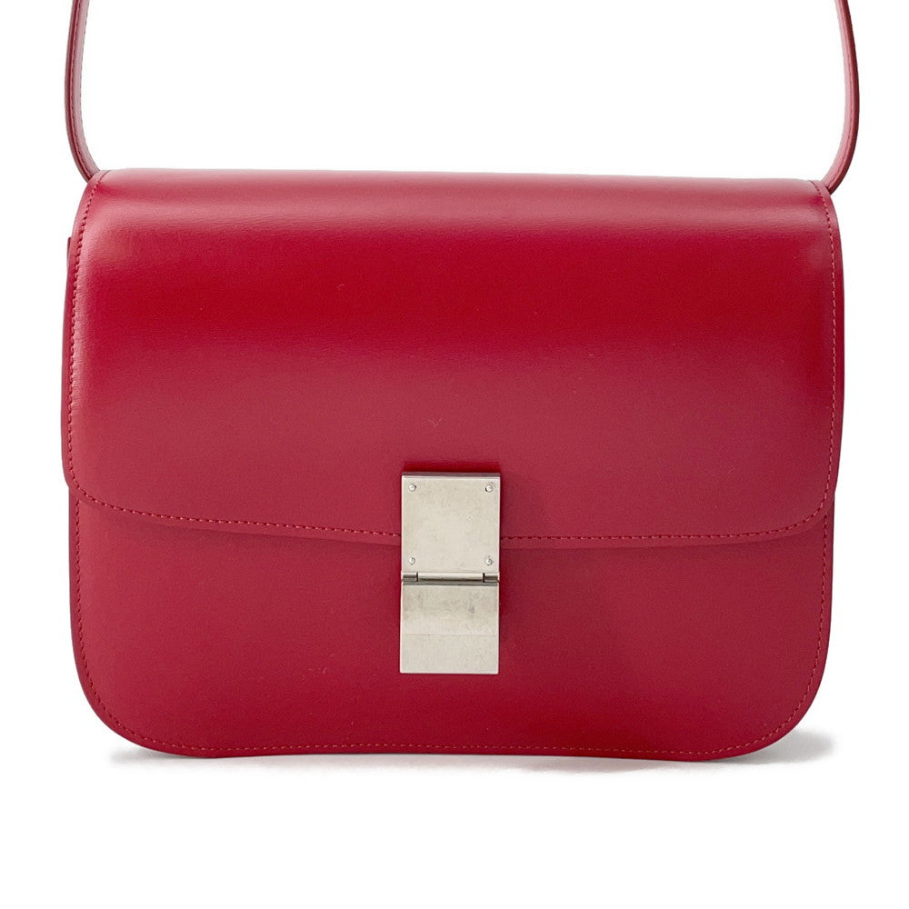 CELINE Classic Box Shoulder Bag Red189173DLS Leather Size Medium