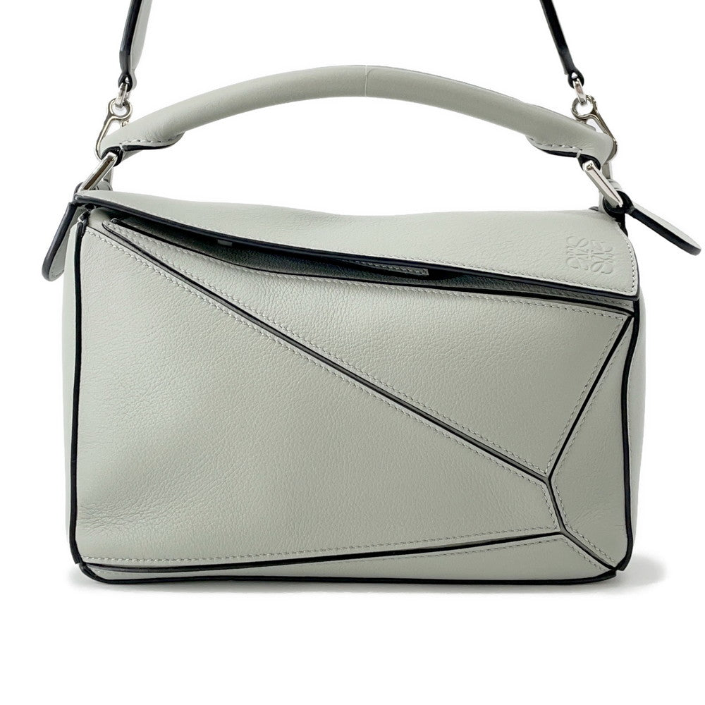 LOEWE Puzzle Bag 50th Anniversary Sage GreenA510S21X99 Satin Calf Leather Size Small