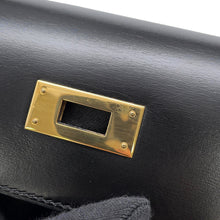 将图像加载到图库查看器中，HERMES Kelly Sellier Black Box Calf Leather Size 28
