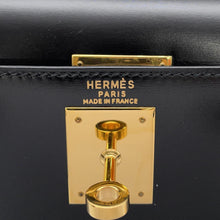 将图像加载到图库查看器中，HERMES Kelly Sellier Black Box Calf Leather Size 28
