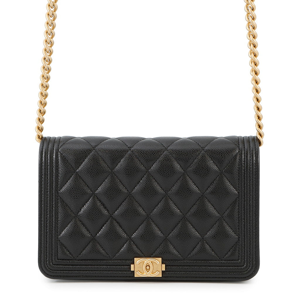 CHANEL Boy Chanel Chain Wallet BlackAP1117 Caviar Leather