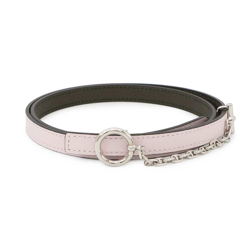 HERMES Carrousel Belt Size 75 Mauve pale/Vert Maki Swift Leather Epsom