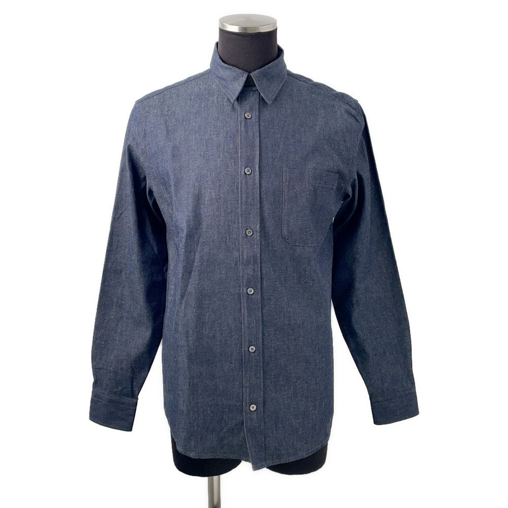 HERMES Denim shirt Size 37 IndigoBlue Cotton100% Swift Leather