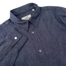 将图像加载到图库查看器中，HERMES Denim shirt Size 37 IndigoBlue Cotton100% Swift Leather
