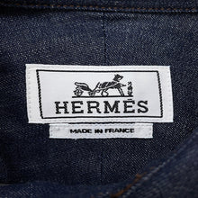 Load image into Gallery viewer, HERMES Denim shirt Size 37 IndigoBlue Cotton100% Swift Leather
