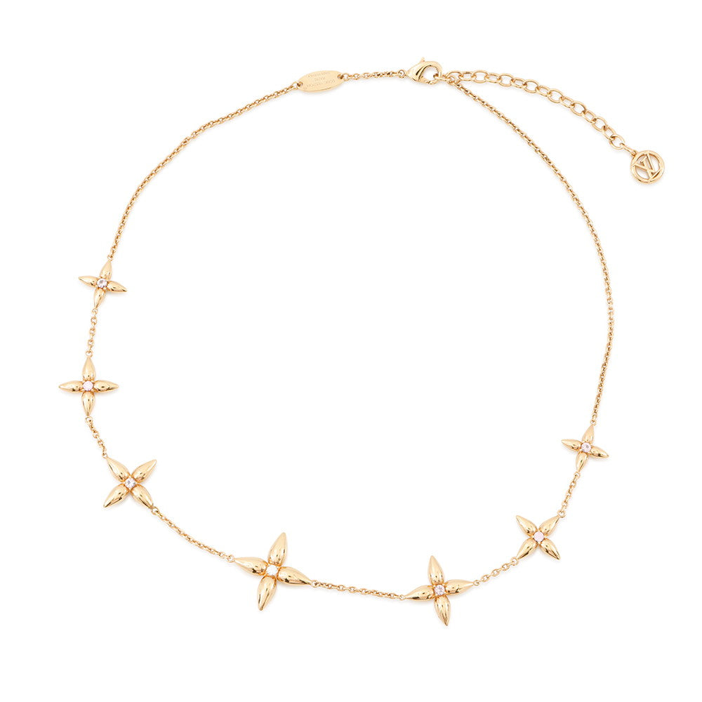LOUIS VUITTON Louisette Signature NecklaceM01592 Gold Plated Rhinestone