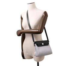 Load image into Gallery viewer, HERMES Herbag zip Black/Green Pantan Toile Military Vache Hunter Leather Size Mini
