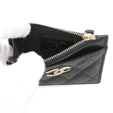 将图像加载到图库查看器中，CHANEL CC Logo Card Case BlackAP3139 Caviar Leather/Rhinestone
