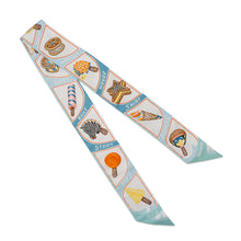 将图像加载到图库查看器中，HERMES Twilly Funny Ice Cream Aqua/Orange/Yellow Silk100%
