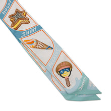 将图像加载到图库查看器中，HERMES Twilly Funny Ice Cream Aqua/Orange/Yellow Silk100%
