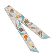 将图像加载到图库查看器中，HERMES Twilly Funny Ice Cream Aqua/Orange/Yellow Silk100%
