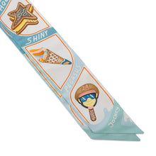 将图像加载到图库查看器中，HERMES Twilly Funny Ice Cream Aqua/Orange/Yellow Silk100%
