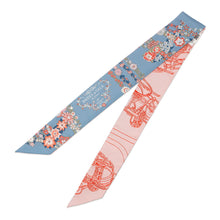 Load image into Gallery viewer, HERMES Twilly BRIDES DE GALA Blue Jean/Pink/Salmon Silk100%
