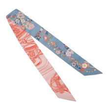 Load image into Gallery viewer, HERMES Twilly BRIDES DE GALA Blue Jean/Pink/Salmon Silk100%
