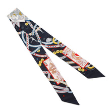将图像加载到图库查看器中，HERMES Twilly Queen of Hearts Dame de Coeur Black//Rouge/Gold Silk100%
