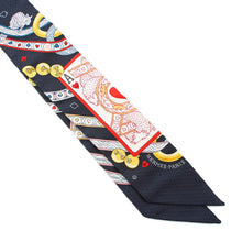 将图像加载到图库查看器中，HERMES Twilly Queen of Hearts Dame de Coeur Black//Rouge/Gold Silk100%
