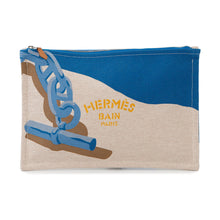Load image into Gallery viewer, HERMES Chaine d&#39;Ancre Yachting Flat Pouch Beige/Blue Cotton100%
