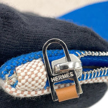 Load image into Gallery viewer, HERMES Chaine d&#39;Ancre Yachting Flat Pouch Beige/Blue Cotton100%
