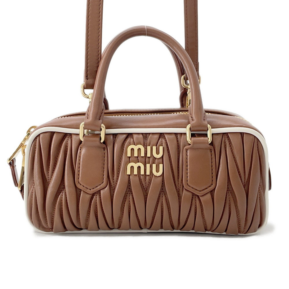 MIUMIU Arkady 2WAY Handbag Camel5BB142 Leather Size regular