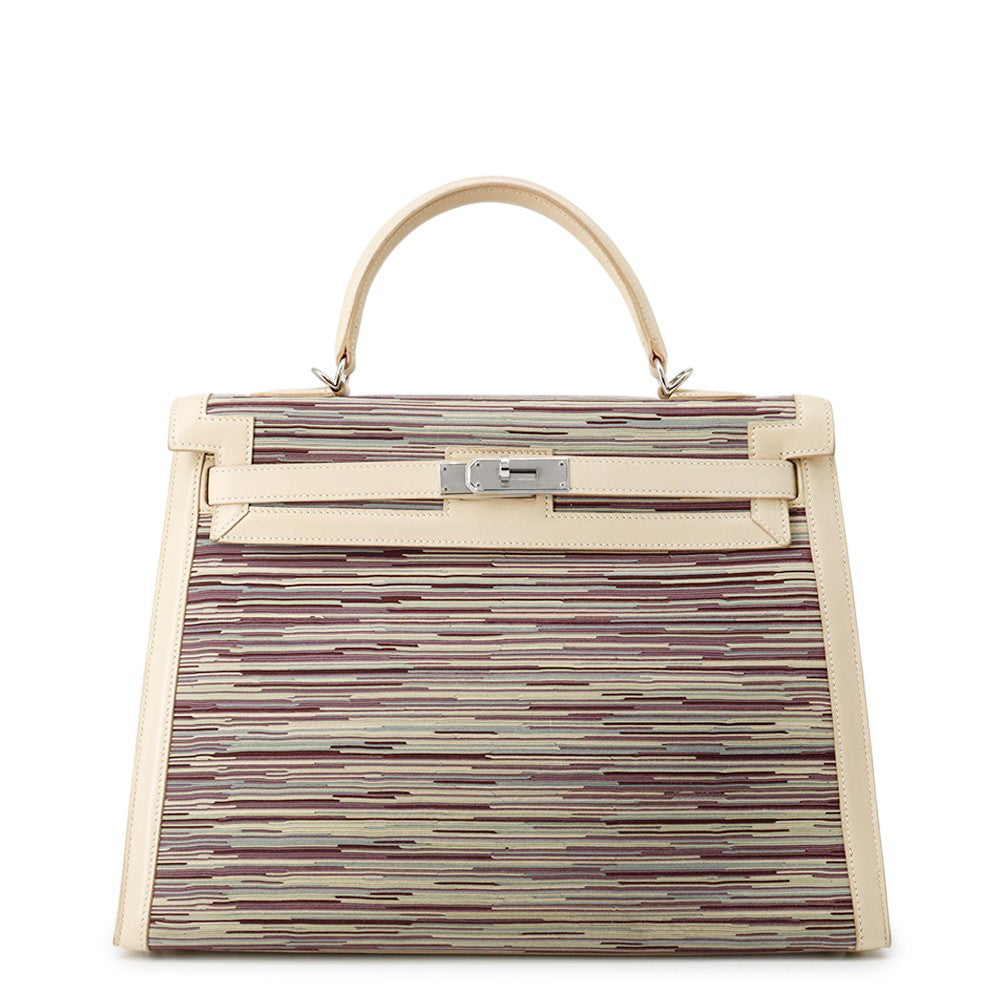 HERMES Kelly Beige/Multicolor Vibrato Size 35